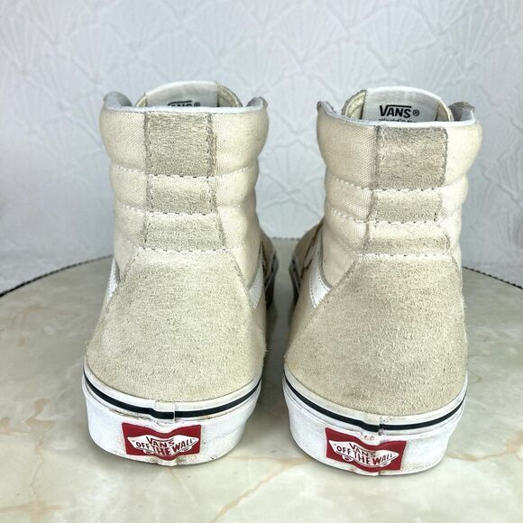 Vans Off The Wall Skateboard Athletic Sneakers 7.5 Cream Suede Hi Top Skate Shoe - Picture 7 of 11
